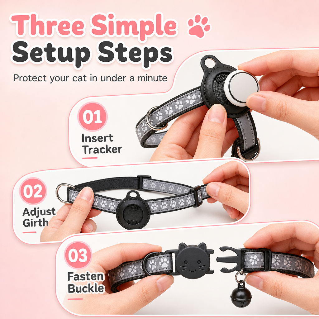 Collier Réfléchissant pour Chat avec Traceur Connecté Étanche
