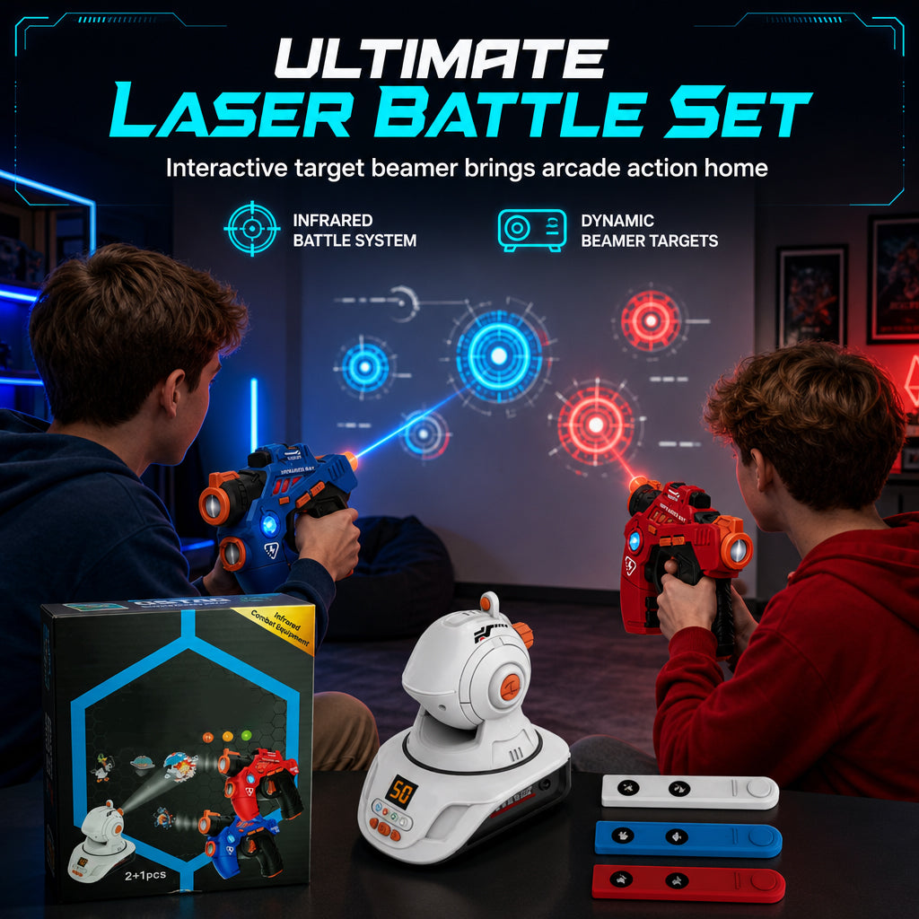 🎄Profitez des soldes de Noël : 50 % de réduction！！🎁Ensemble de pistolets laser infrarouges de combat pour enfants avec 2 mini-pistolets et 1 projecteur son et lumière