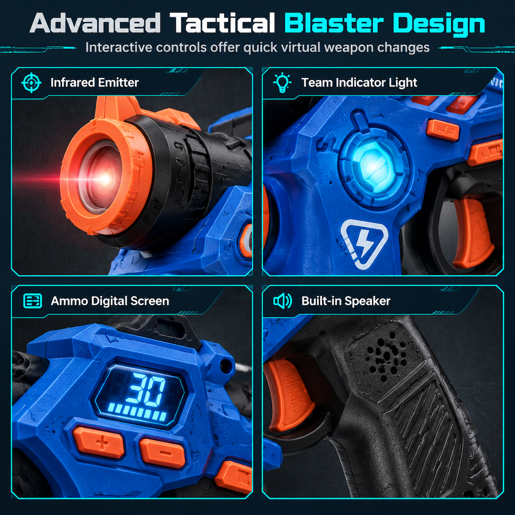 🎄Profitez des soldes de Noël : 50 % de réduction！！🎁Ensemble de pistolets laser infrarouges de combat pour enfants avec 2 mini-pistolets et 1 projecteur son et lumière