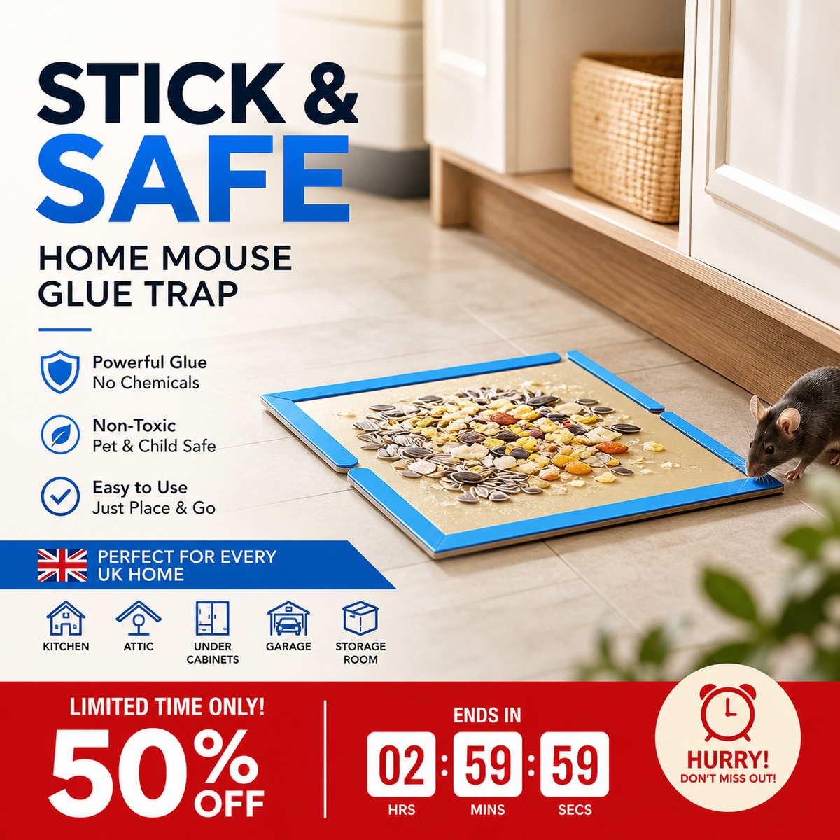 ⏳🔥50 % DE RÉDUCTION POUR UNE DURÉE LIMITÉE ! ⏰Piège à souris adhésif pour usage intérieur à la maiso